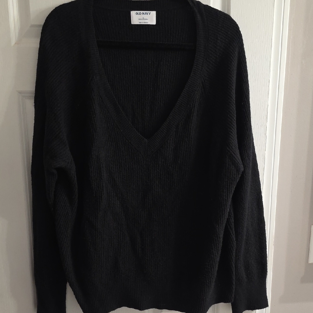 Old Navy Deep Black V-Neck Pullover